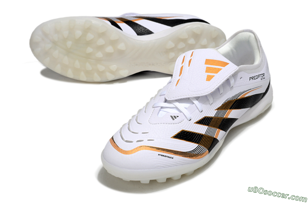 Adidas Predator 25 Elite Foldover Tongue TF Artificial Turf Soccer Shoes - White/Black/Gold 3