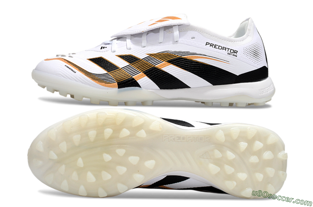 Adidas Predator 25 Elite Foldover Tongue TF Artificial Turf Soccer Shoes - White/Black/Gold 0