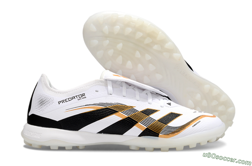 Adidas Predator 25 Elite Foldover Tongue TF Artificial Turf Soccer Shoes - White/Black/Gold 1