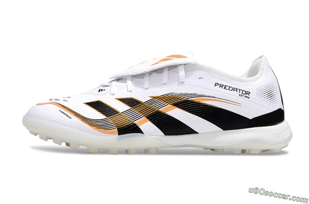 Adidas Predator 25 Elite Foldover Tongue TF Artificial Turf Soccer Shoes - White/Black/Gold 2