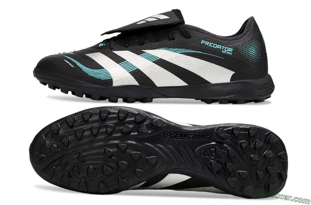 Adidas Predator 25 Elite Laceless Foldover Tongue TF Artificial Turf Soccer Shoes - Black/White/Jade 0