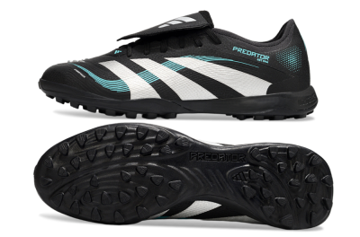 Adidas Predator 25 Elite Laceless Foldover Tongue TF Artificial Turf Soccer Shoes - Black/White/Jade