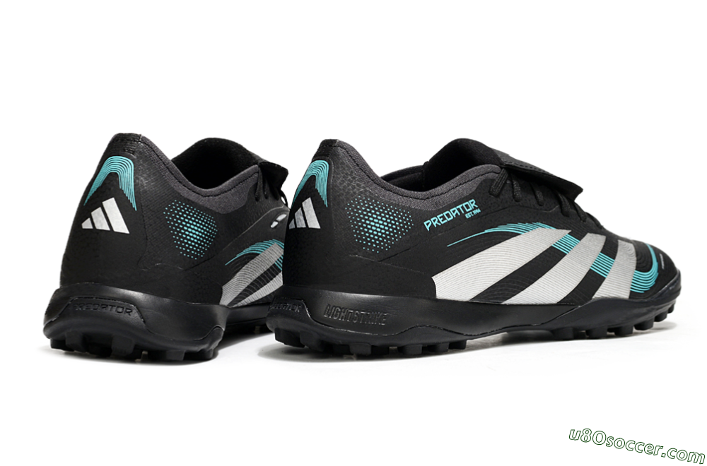 Adidas Predator 25 Elite Laceless Foldover Tongue TF Artificial Turf Soccer Shoes - Black/White/Jade 6