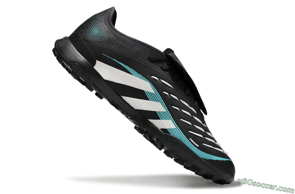 Adidas Predator 25 Elite Laceless Foldover Tongue TF Artificial Turf Soccer Shoes - Black/White/Jade 4