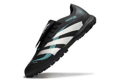 Adidas Predator 25 Elite Laceless Foldover Tongue TF Artificial Turf Soccer Shoes - Black/White/Jade