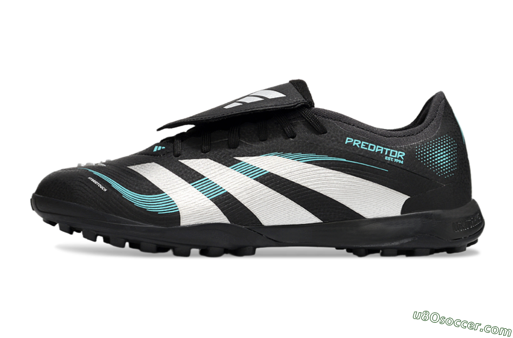 Adidas Predator 25 Elite Laceless Foldover Tongue TF Artificial Turf Soccer Shoes - Black/White/Jade 2