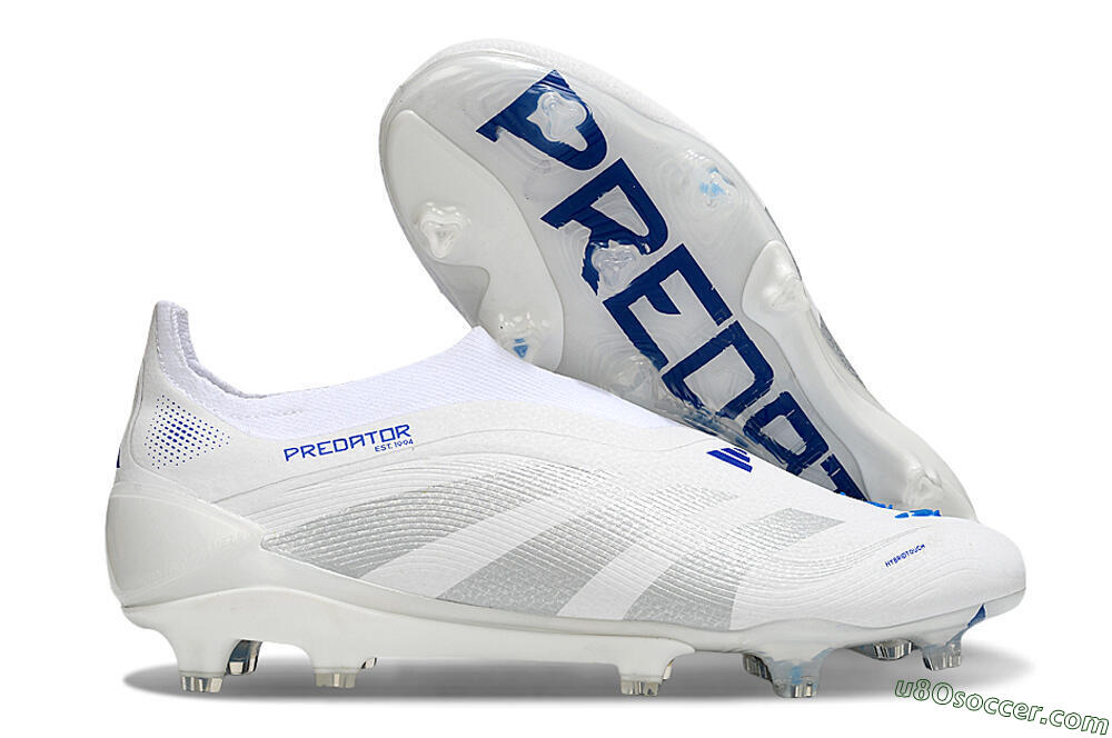Adidas Predator 25 Elite Laceless FG Firm Ground Soccer Cleats - Beige/Silver/White 1