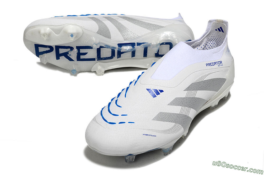 Adidas Predator 25 Elite Laceless FG Firm Ground Soccer Cleats - Beige/Silver/White 3