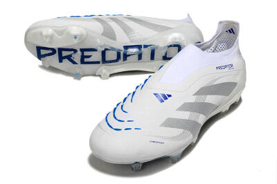 Adidas Predator 25 Elite Laceless FG Firm Ground Soccer Cleats - Beige/Silver/White