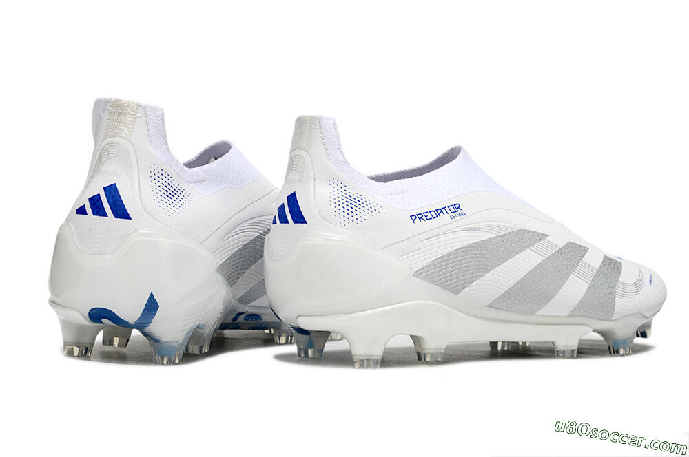 Adidas Predator 25 Elite Laceless FG Firm Ground Soccer Cleats - Beige/Silver/White 6