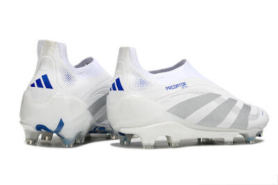 Adidas Predator 25 Elite Laceless FG Firm Ground Soccer Cleats - Beige/Silver/White