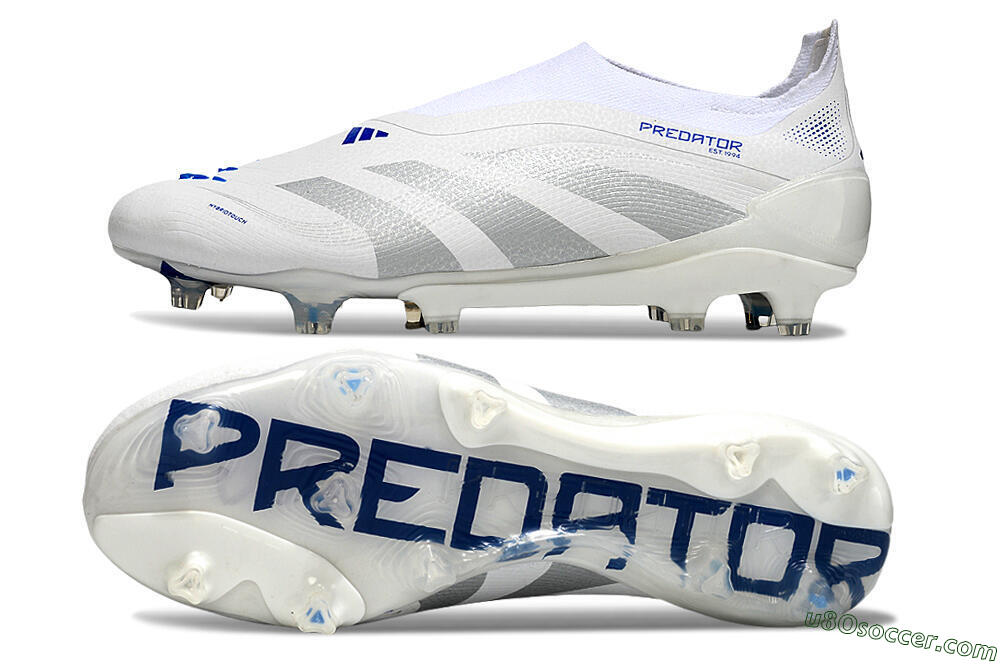 Adidas Predator 25 Elite Laceless FG Firm Ground Soccer Cleats - Beige/Silver/White 0