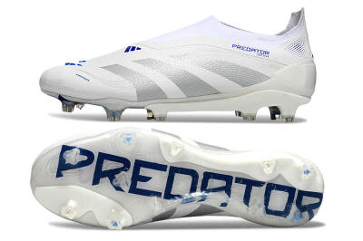 Adidas Predator 25 Elite Laceless FG Firm Ground Soccer Cleats - Beige/Silver/White