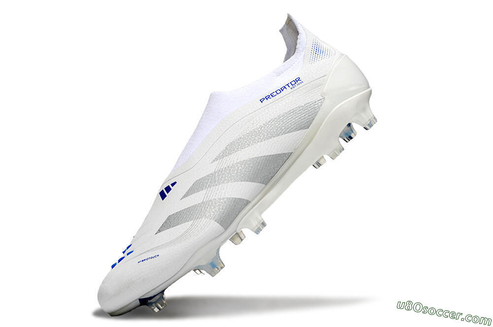 Adidas Predator 25 Elite Laceless FG Firm Ground Soccer Cleats - Beige/Silver/White 5