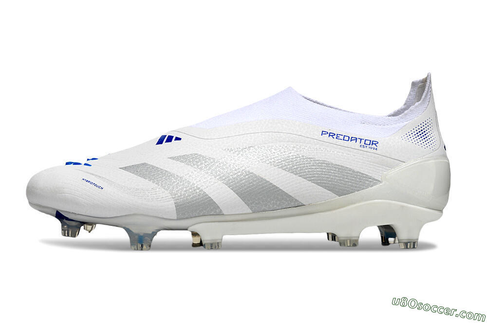 Adidas Predator 25 Elite Laceless FG Firm Ground Soccer Cleats - Beige/Silver/White 2