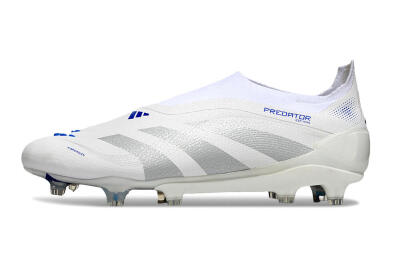 Adidas Predator 25 Elite Laceless FG Firm Ground Soccer Cleats - Beige/Silver/White