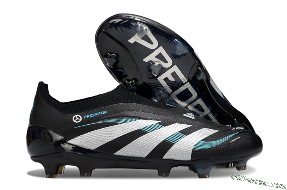 Adidas Predator 25 Elite Laceless FG Firm Ground Soccer Cleats - Black/White/Jade 1
