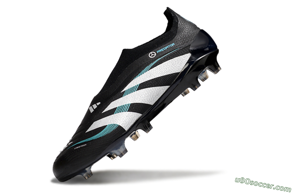 Adidas Predator 25 Elite Laceless FG Firm Ground Soccer Cleats - Black/White/Jade 5