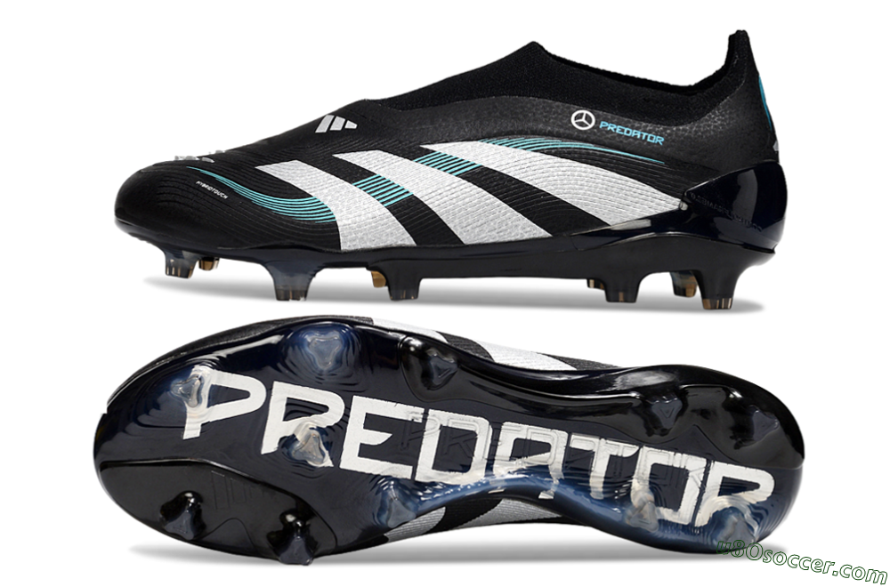 Adidas Predator 25 Elite Laceless FG Firm Ground Soccer Cleats - Black/White/Jade 0