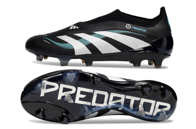Adidas Predator 25 Elite Laceless FG Firm Ground Soccer Cleats - Black/White/Jade