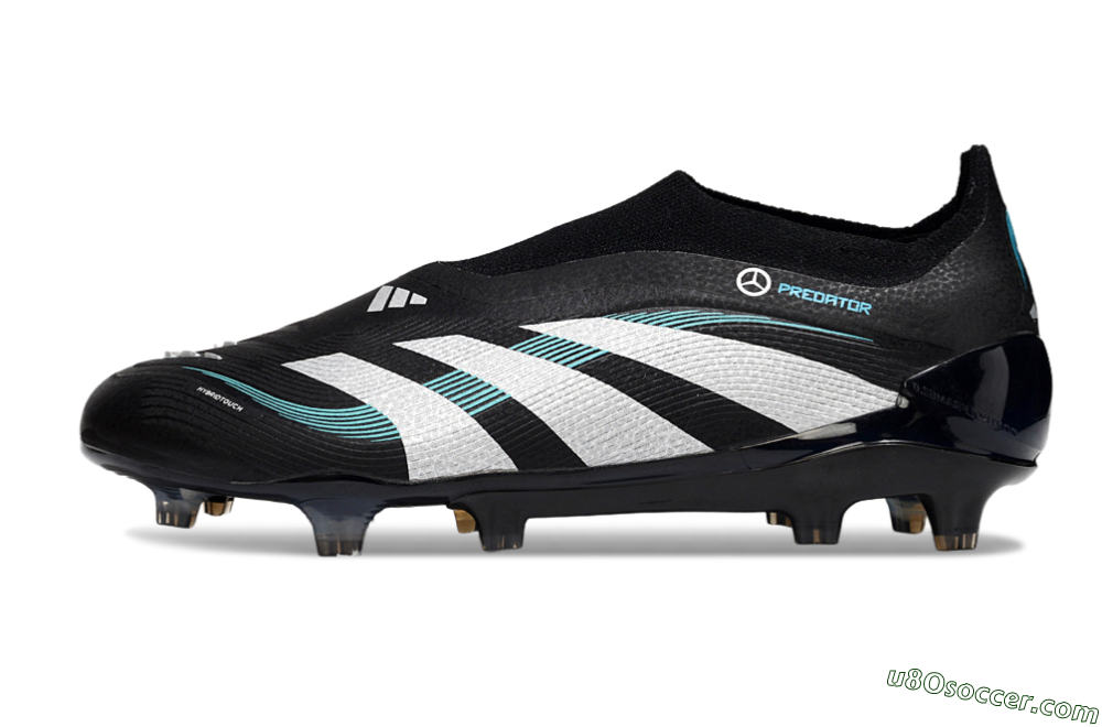 Adidas Predator 25 Elite Laceless FG Firm Ground Soccer Cleats - Black/White/Jade 2