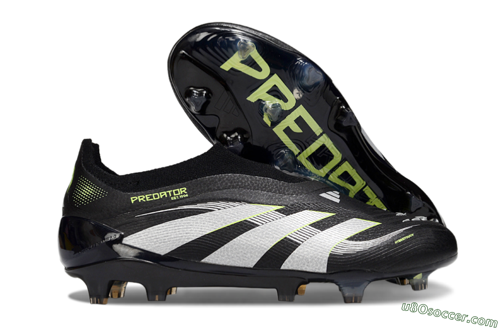 Adidas Predator 25 Elite Laceless FG Firm Ground Soccer Cleats - Black/White/Yellow 1