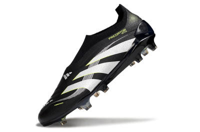 Adidas Predator 25 Elite Laceless FG Firm Ground Soccer Cleats - Black/White/Yellow
