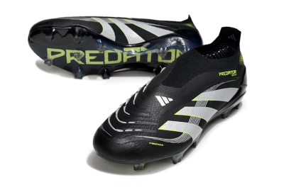 Adidas Predator 25 Elite Laceless FG Firm Ground Soccer Cleats - Black/White/Yellow