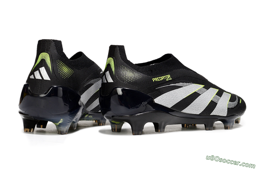 Adidas Predator 25 Elite Laceless FG Firm Ground Soccer Cleats - Black/White/Yellow 6
