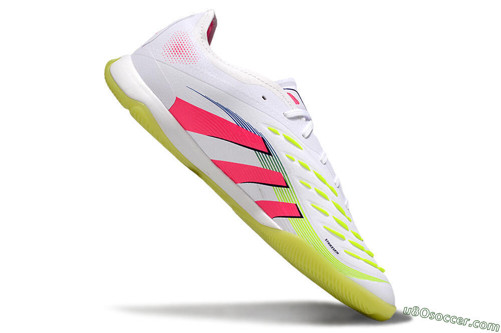 Adidas Predator 25 Elite IC Indoor & Futsal Soccer Shoes - White/Pink/Yellow 4