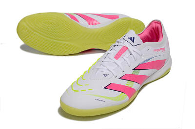 Adidas Predator 25 Elite IC Indoor & Futsal Soccer Shoes - White/Pink/Yellow