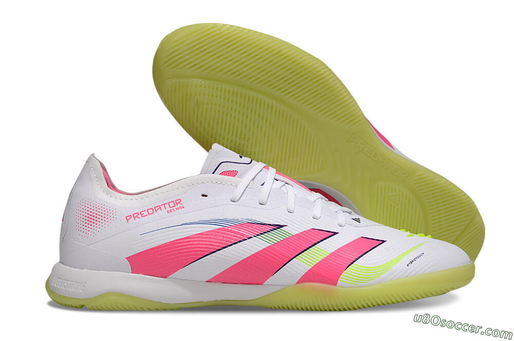 Adidas Predator 25 Elite IC Indoor & Futsal Soccer Shoes - White/Pink/Yellow 1