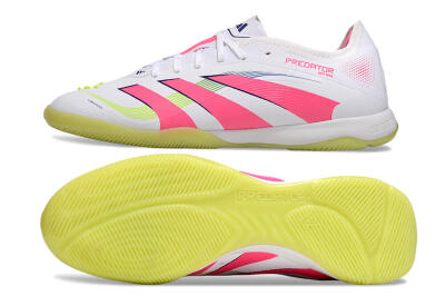 Adidas Predator 25 Elite IC Indoor & Futsal Soccer Shoes - White/Pink/Yellow