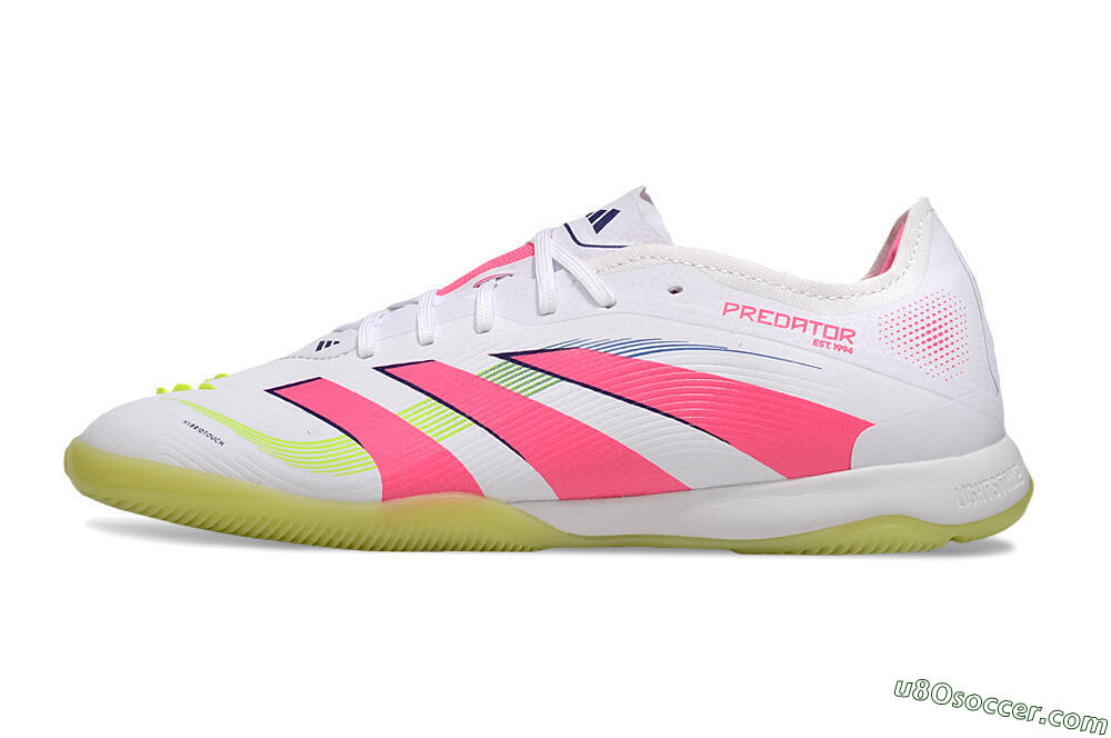 Adidas Predator 25 Elite IC Indoor & Futsal Soccer Shoes - White/Pink/Yellow 2