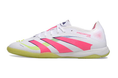 Adidas Predator 25 Elite IC Indoor & Futsal Soccer Shoes - White/Pink/Yellow