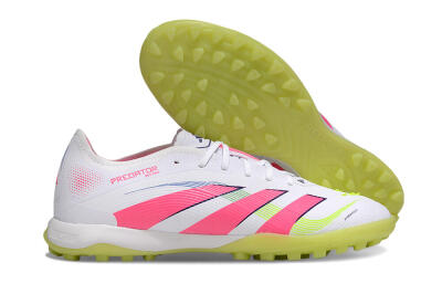 Adidas Predator 25 Elite TF Artificial Turf Soccer Shoes - White/Pink/Yellow