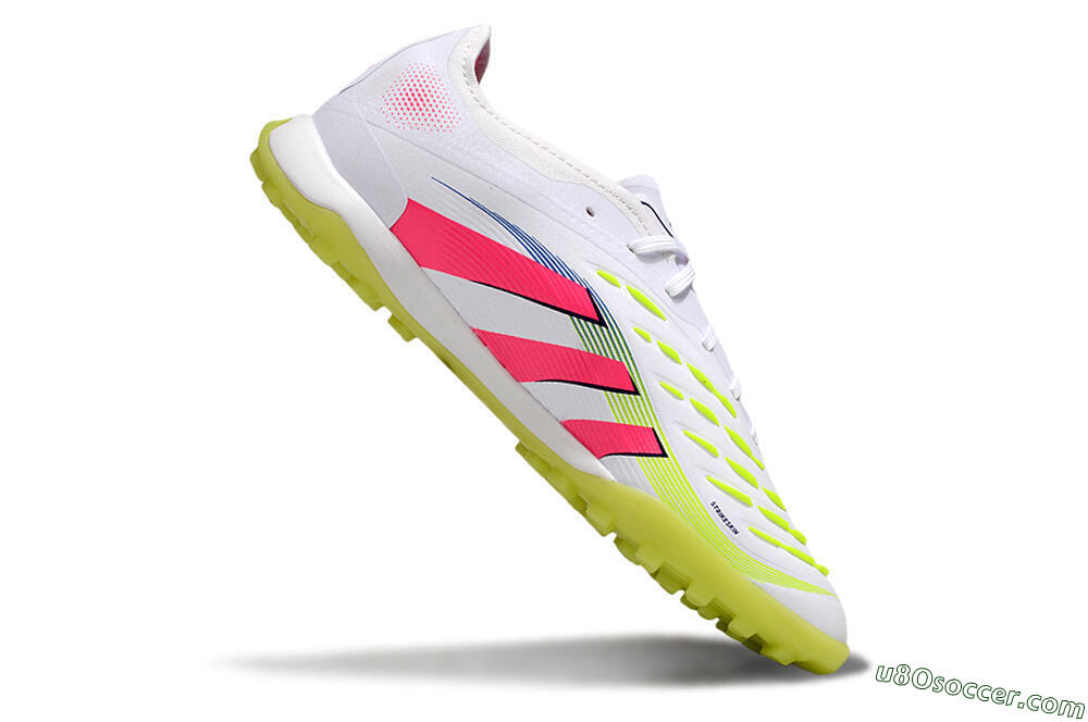 Adidas Predator 25 Elite TF Artificial Turf Soccer Shoes - White/Pink/Yellow 4