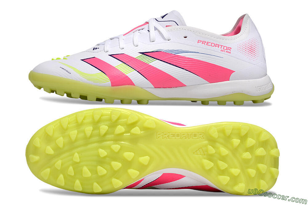 Adidas Predator 25 Elite TF Artificial Turf Soccer Shoes - White/Pink/Yellow 0