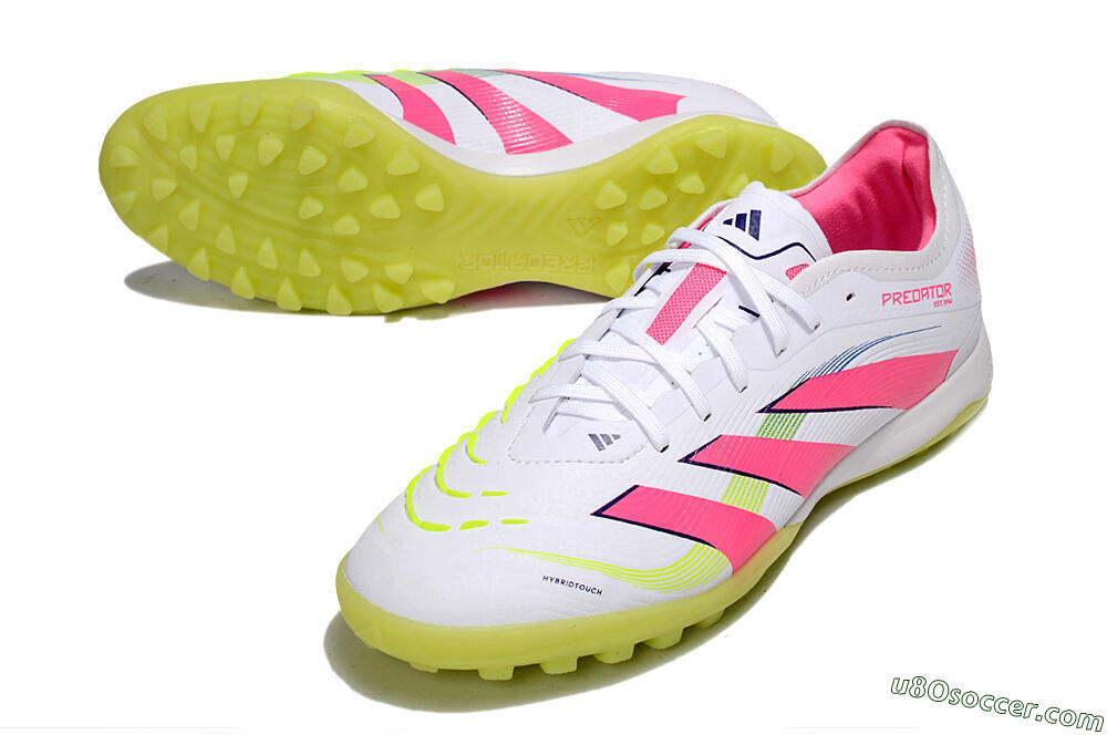Adidas Predator 25 Elite TF Artificial Turf Soccer Shoes - White/Pink/Yellow 3