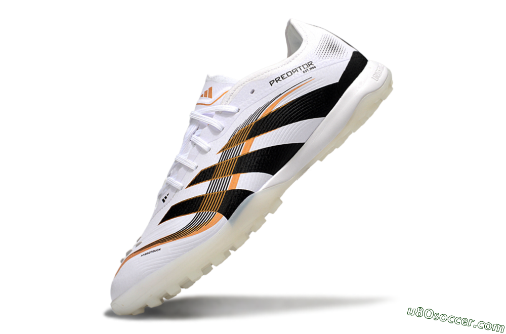 Adidas Predator 25 Elite TF Artificial Turf Soccer Shoes - White/Black/Gold 5