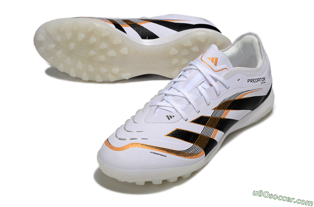 Adidas Predator 25 Elite TF Artificial Turf Soccer Shoes - White/Black/Gold 3