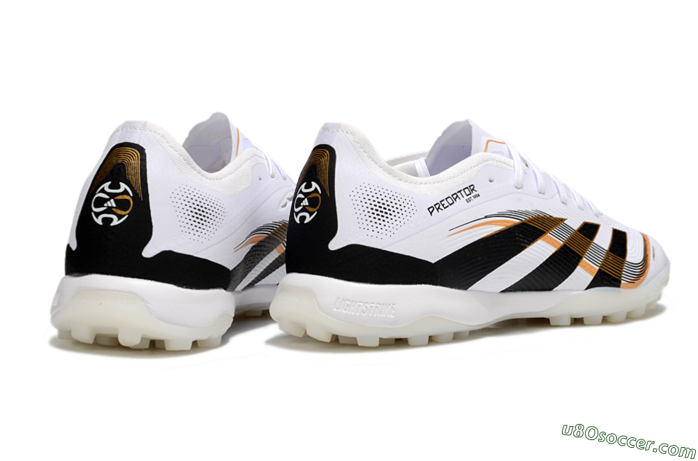 Adidas Predator 25 Elite TF Artificial Turf Soccer Shoes - White/Black/Gold 6