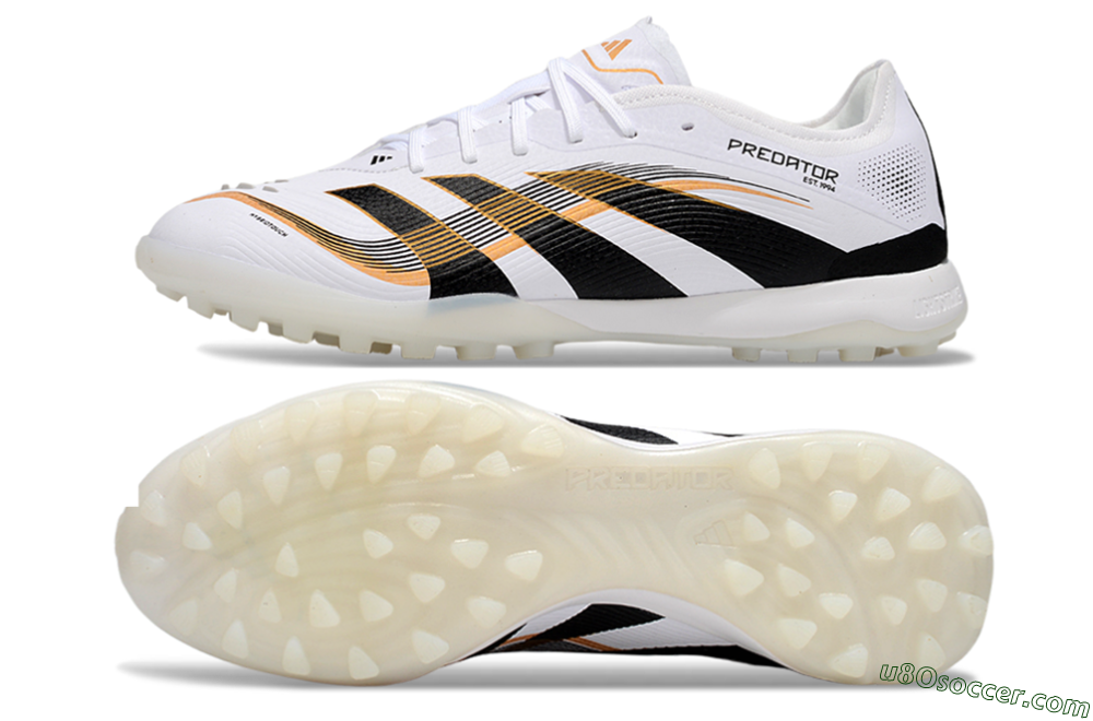 Adidas Predator 25 Elite TF Artificial Turf Soccer Shoes - White/Black/Gold 0