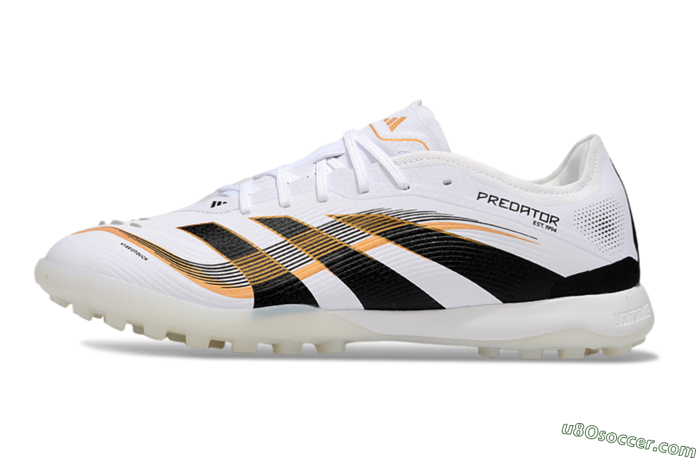 Adidas Predator 25 Elite TF Artificial Turf Soccer Shoes - White/Black/Gold 2