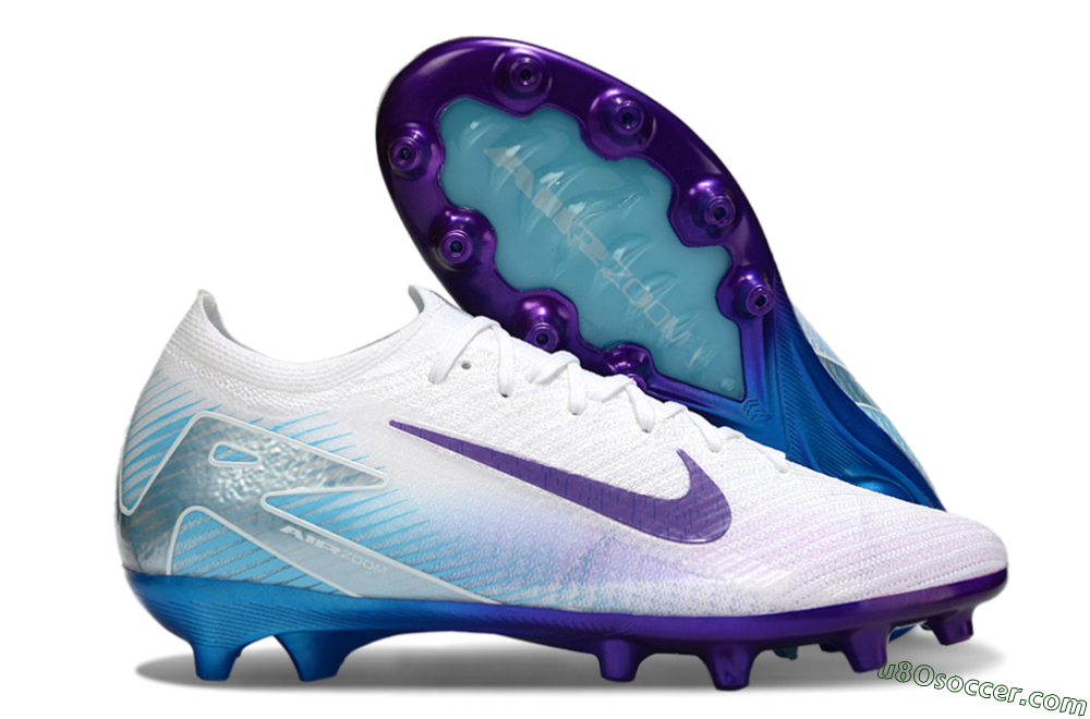 Nike Air Zoom Mercurial Vapor 16 Elite AG Artificial Grass Soccer Cleats - White/Purple/Jade 1