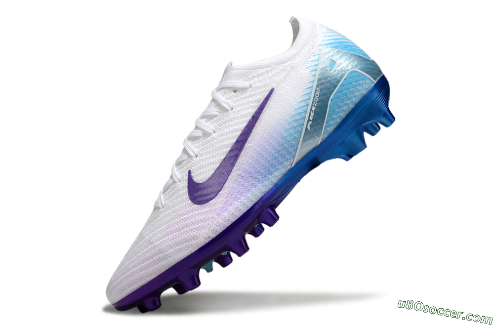 Nike Air Zoom Mercurial Vapor 16 Elite AG Artificial Grass Soccer Cleats - White/Purple/Jade 5