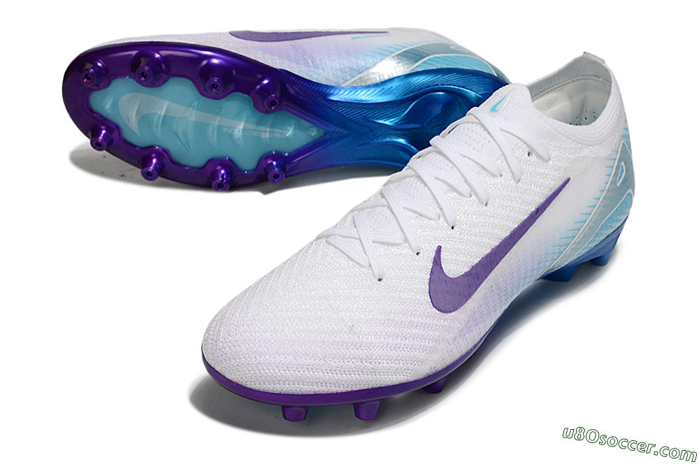 Nike Air Zoom Mercurial Vapor 16 Elite AG Artificial Grass Soccer Cleats - White/Purple/Jade 3