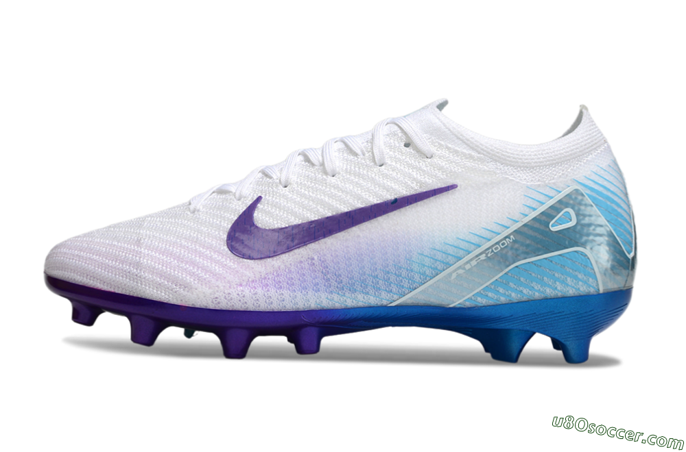 Nike Air Zoom Mercurial Vapor 16 Elite AG Artificial Grass Soccer Cleats - White/Purple/Jade 2