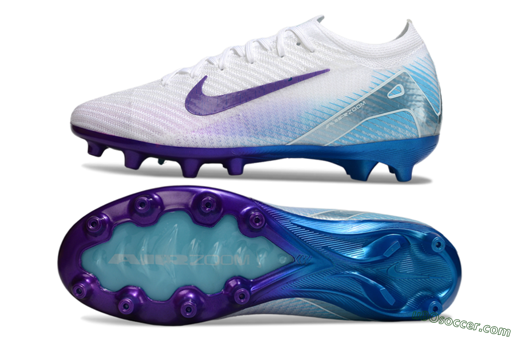 Nike Air Zoom Mercurial Vapor 16 Elite AG Artificial Grass Soccer Cleats - White/Purple/Jade 0