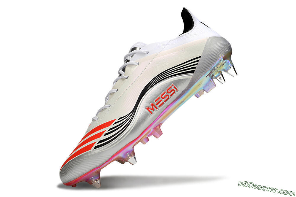 Messi x Adidas Predator 25 Elite SG Soft Ground Soccer Cleats - Silver/Black/Red 5
